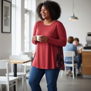 Simply Vera Vera Wang Red Long Sleeve Tunic Top | Size Large | NWOT I Super Soft